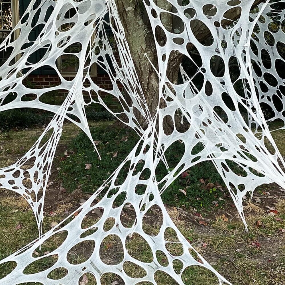 2 Packs Spider Webs Halloween Decorations Outdoor, 900sqft Stretchy Spider Webbi